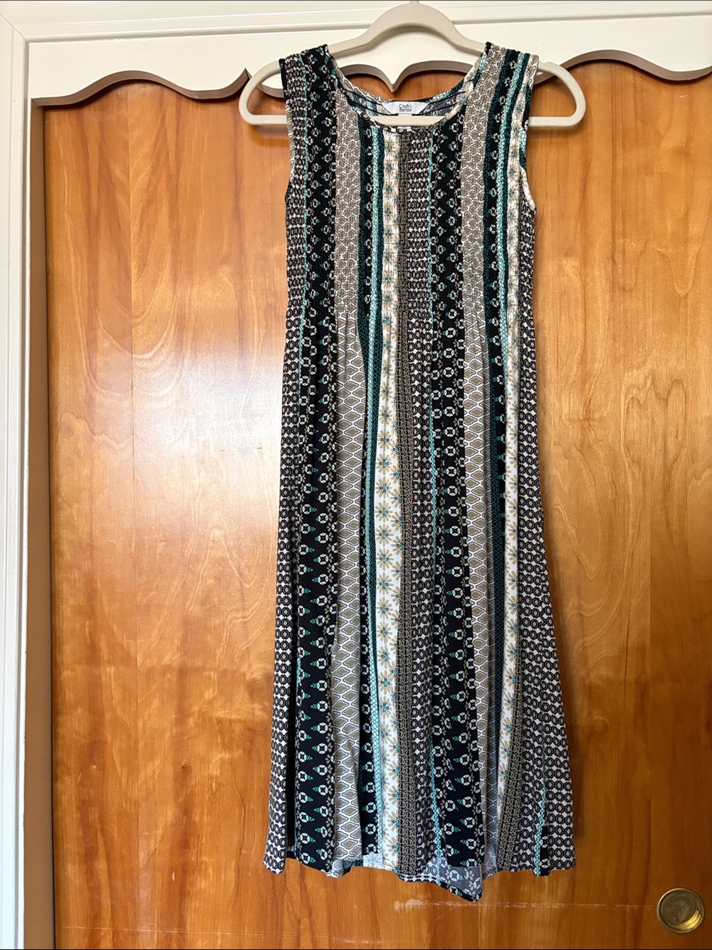croft & barrow Black and Teal Striped Maxi Dress